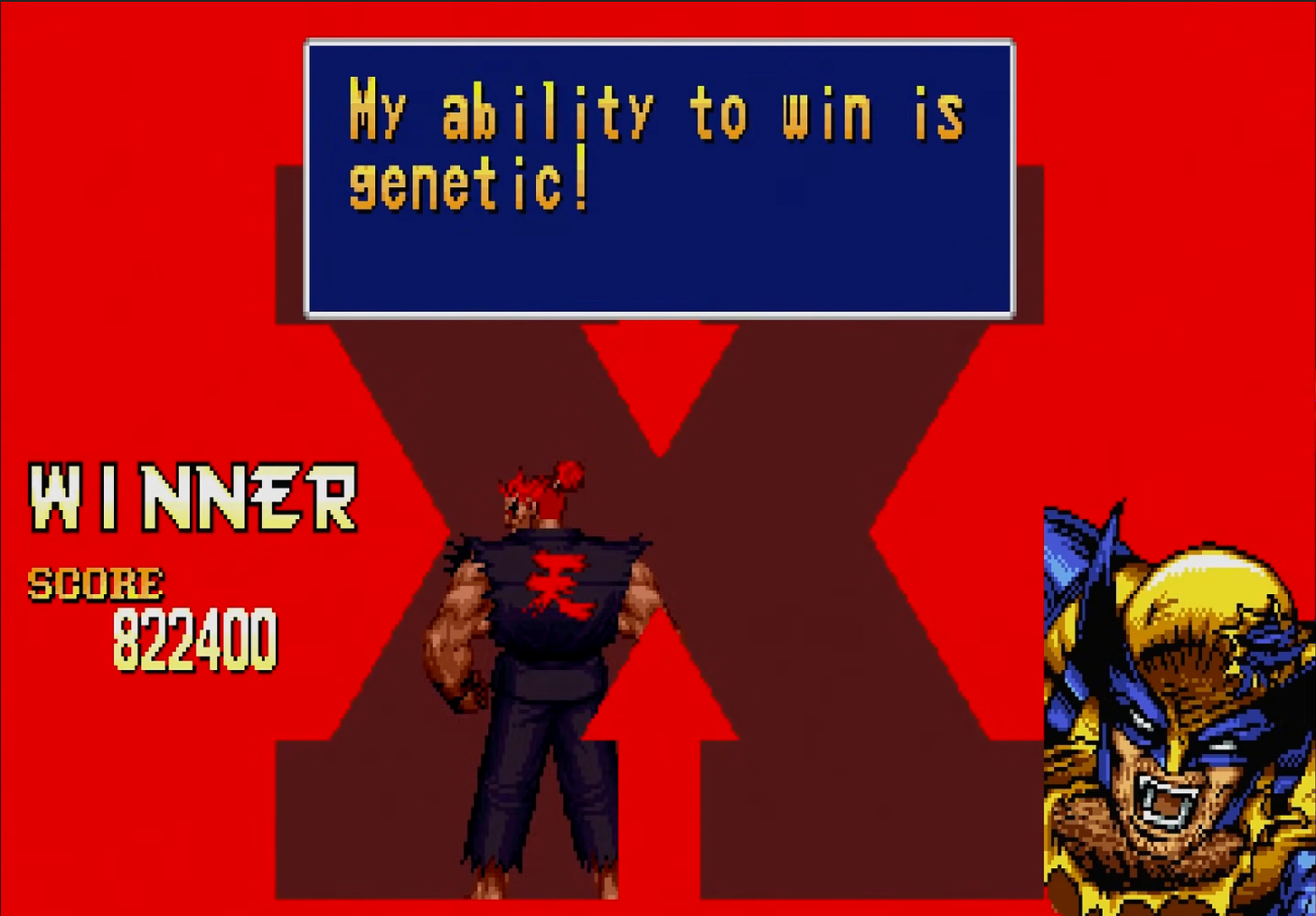 Akuma: "My ability to win is genetic" (X-Men COTA win quote)