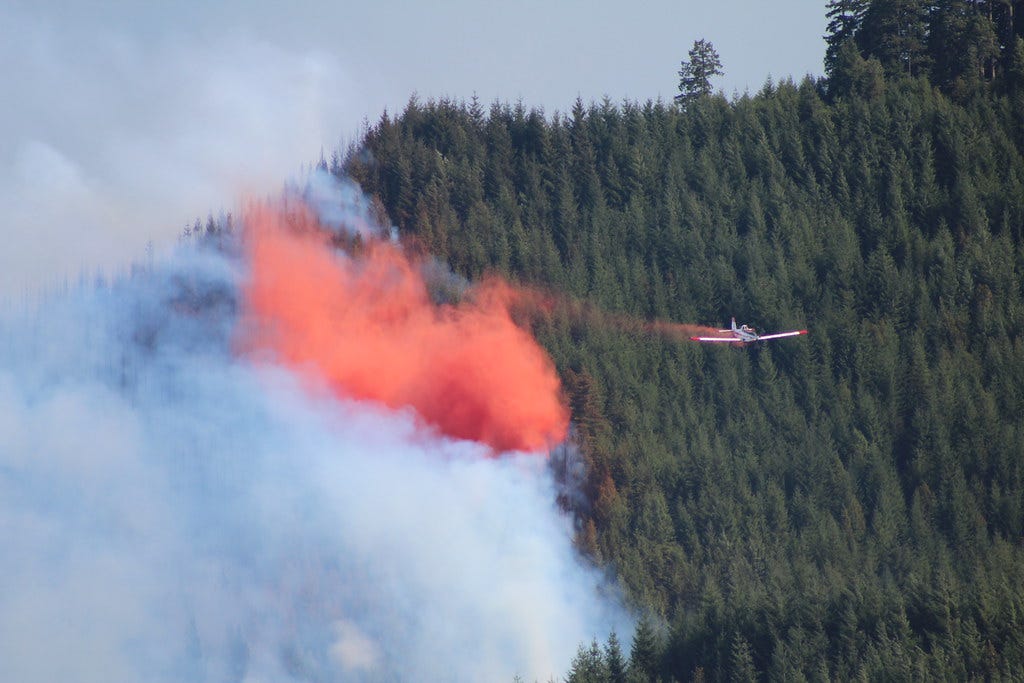 Air attack on southern Oregon wildfire -- 2015