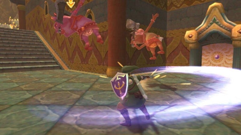 Link mowing down some Bokoblins with actually precise motion controls.