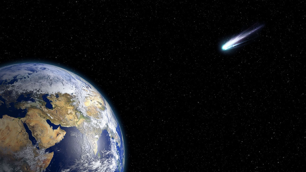 Comet approaches Earth, captioned as the Bull of Heaven mates with Mother Earth