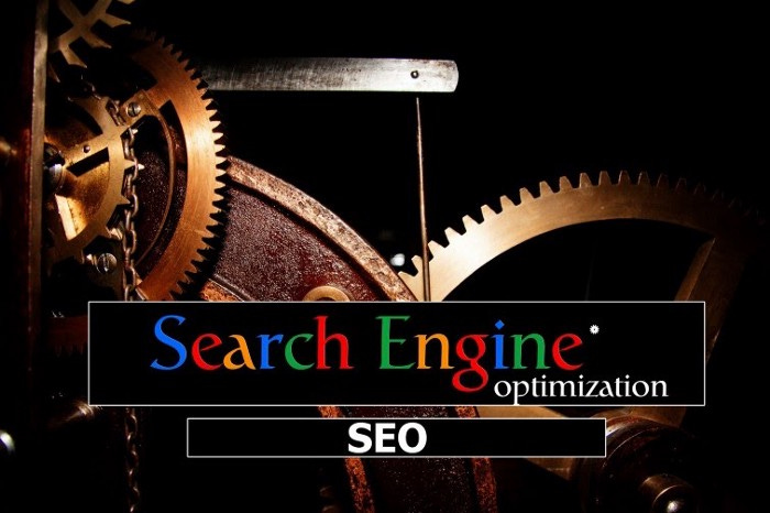 “Search Engine Optimization” with clock gears as a background
