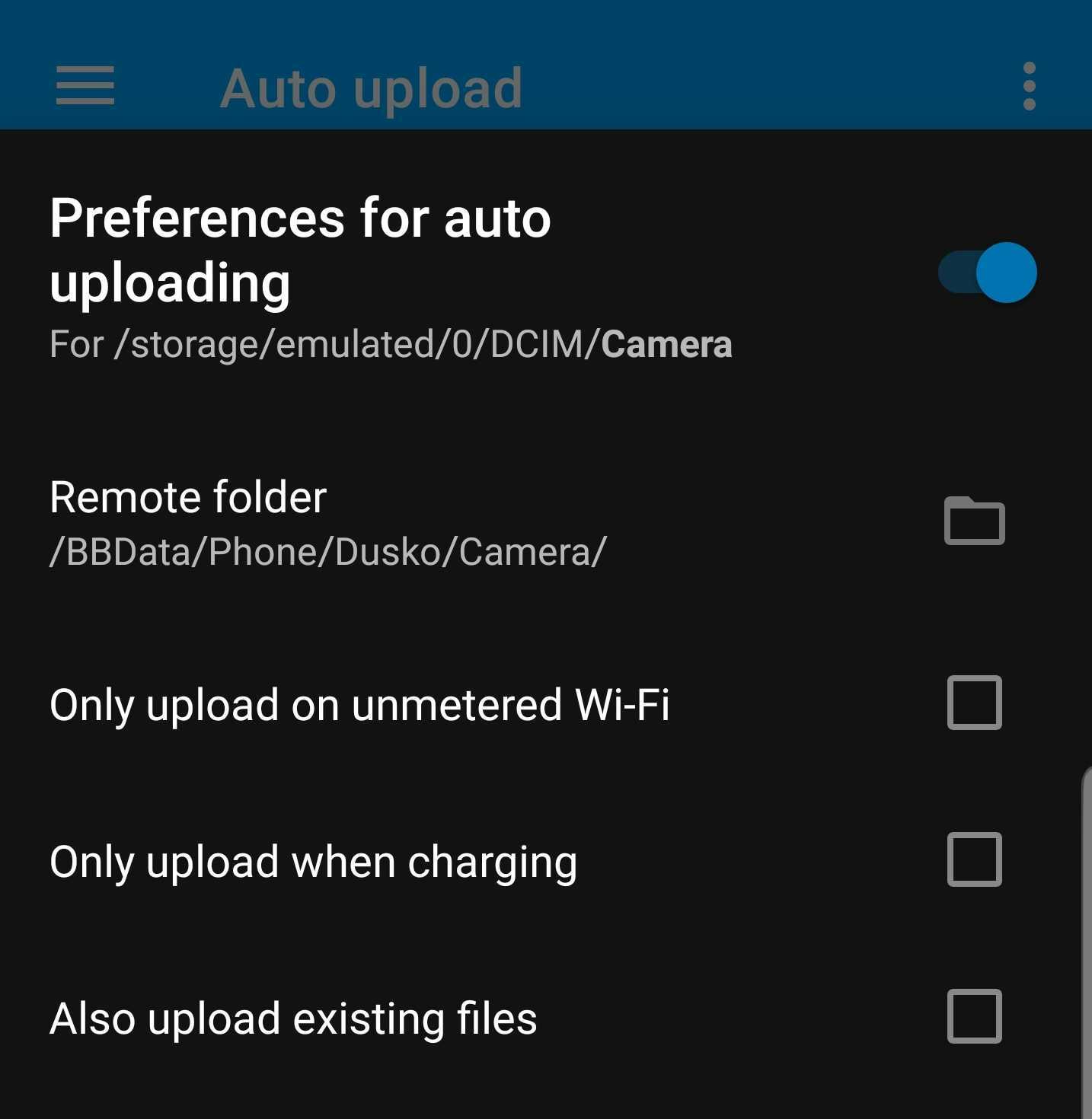 Auto-Upload camera config