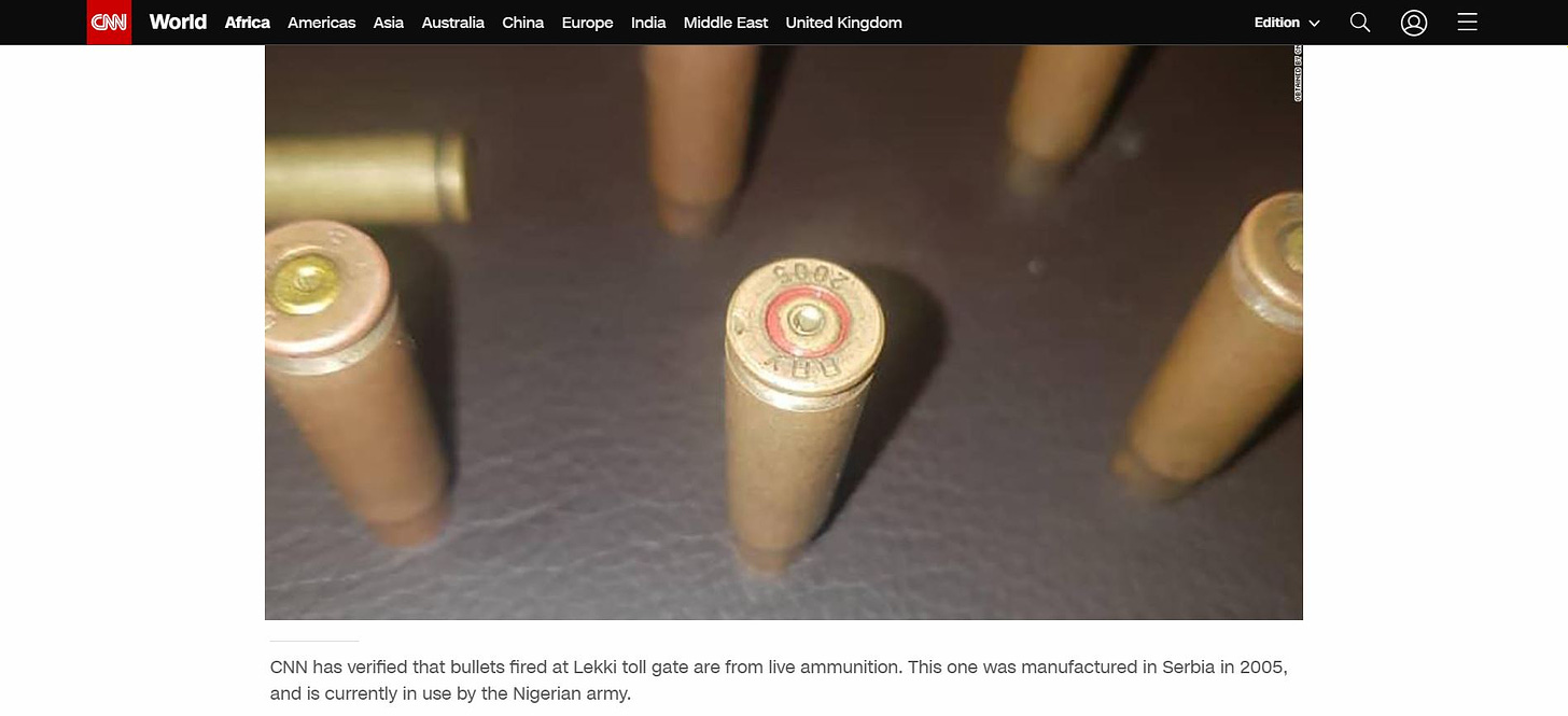 A screenshot of the bullets presented on the CNN website