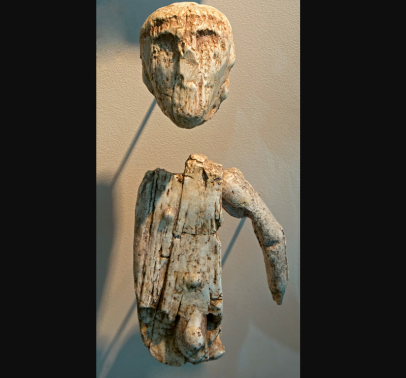 Ivory “puppet” carved with a human face and independently moving limbs from the grave at Brno