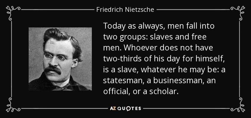 Friedrich Nietzsche quote: Today as always, men fall into two groups: slaves  and...