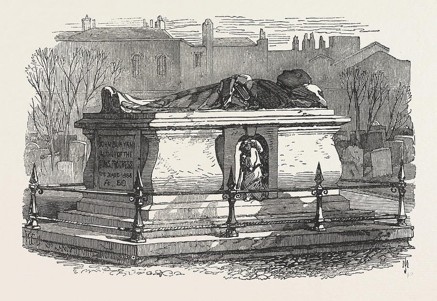 Old Tombs In Bunhill Fields Cemetery John Bunyans Tomb Drawing by English  School