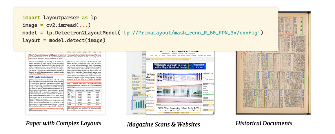 Example of an universal API for Layout Detection