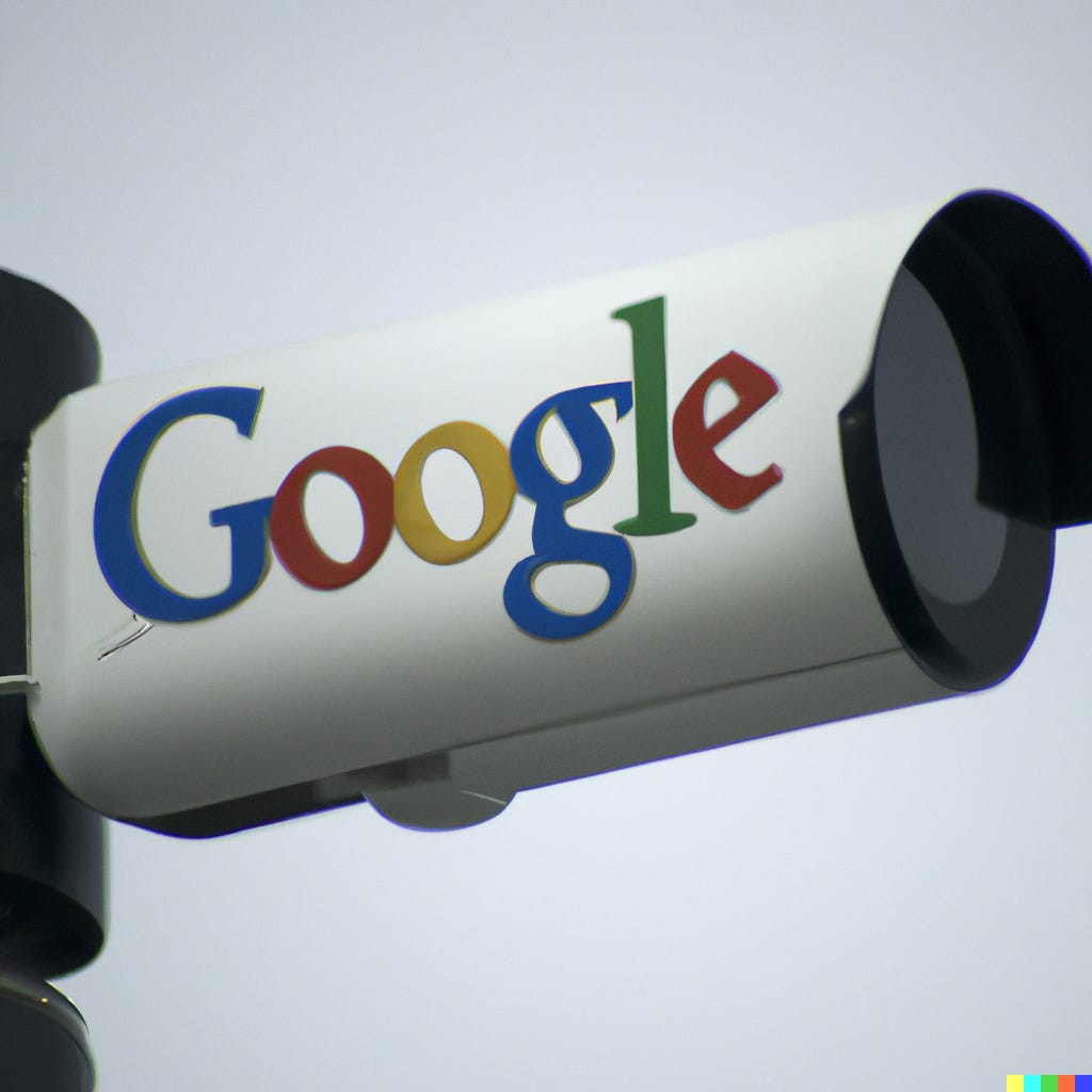 “the google logo on a surveillance camera,” as interpreted by OpenAI’s DALL-E