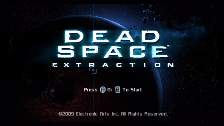 The title screen for the Wii version of Dead Space: Extraction