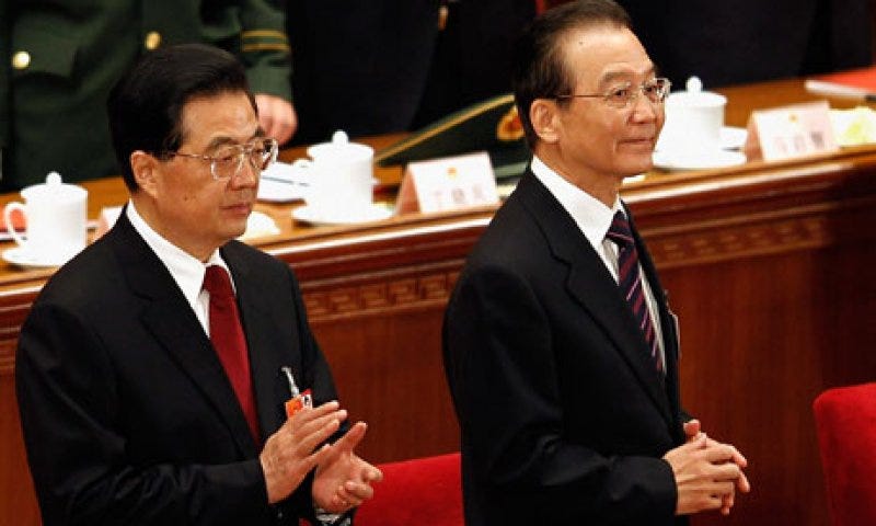 CHINA Party paper takes a shot at the leadership of Hu Jintao and Wen Jiabao