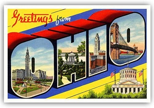 Amazon.com : GREETINGS FROM OHIO vintage reprint postcard set of 20  identical postcards. Large letter US state name post card pack (ca.  1930's-1940's). Made in USA. : Office Products