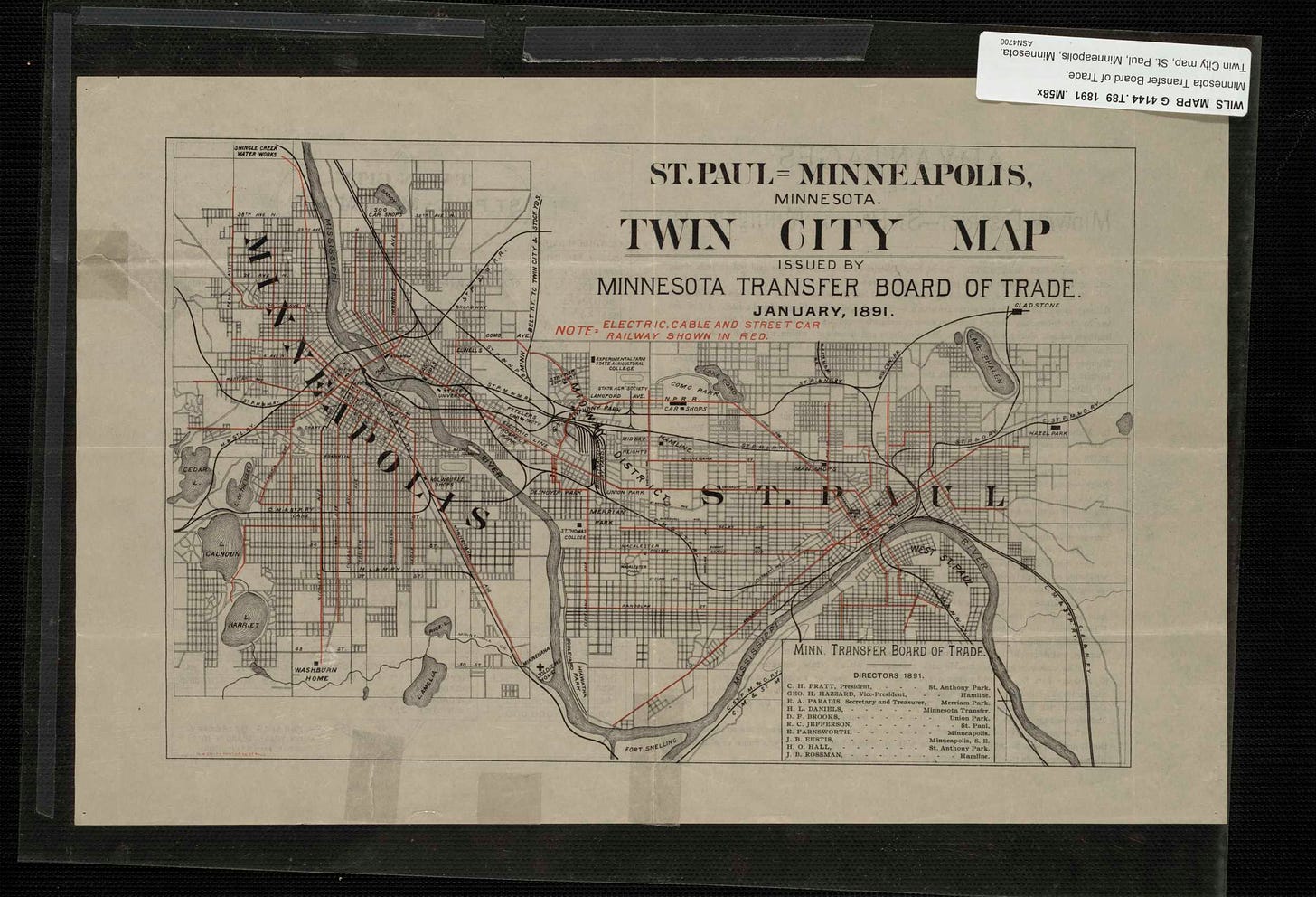 St. Paul - Minneapolis Minnesota Twin City Map. By 1891, Minneapolis and St. Paul had grown together into a single unit, the opposite of Mitosis.