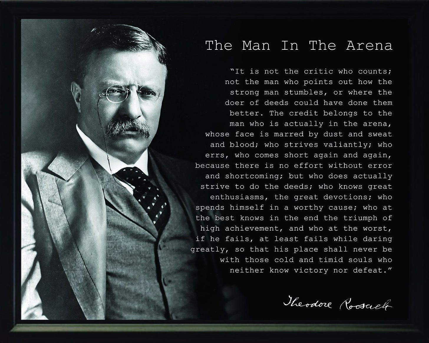Theodore Teddy Roosevelt man in the Arena Quote | Etsy