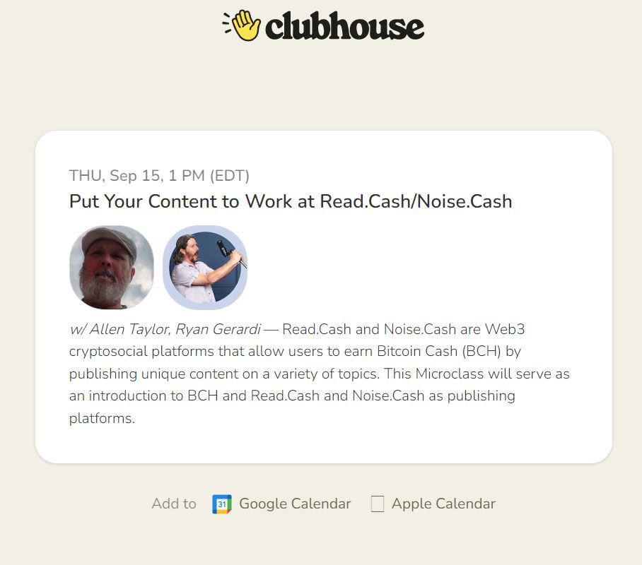 read.cash noise.cash clubhouse