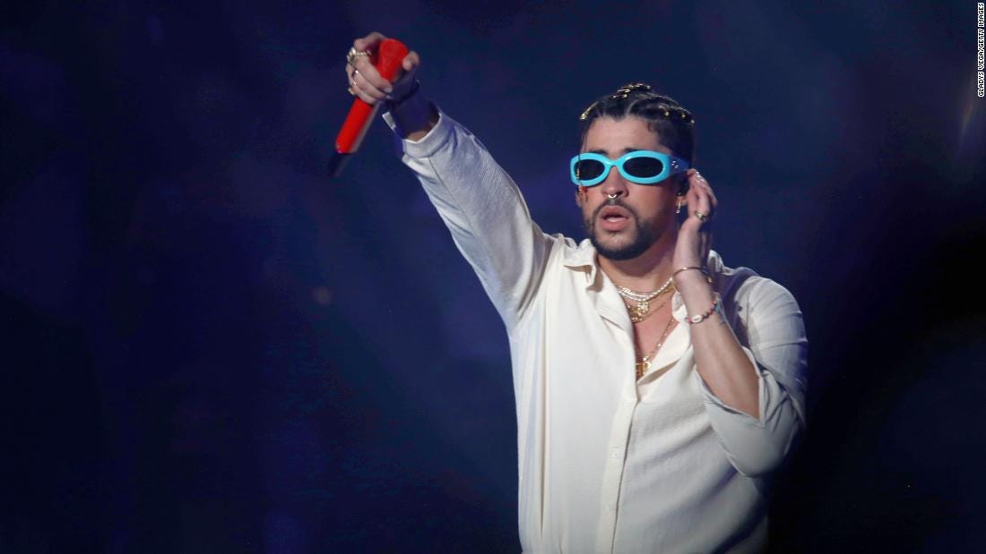 Pop superstar Bad Bunny in concert on July 28, 2022, at Coliseo de Puerto Rico José Miguel Agrelot in San Juan, where he told the crowd the government &quot;messes up our lives.&quot;