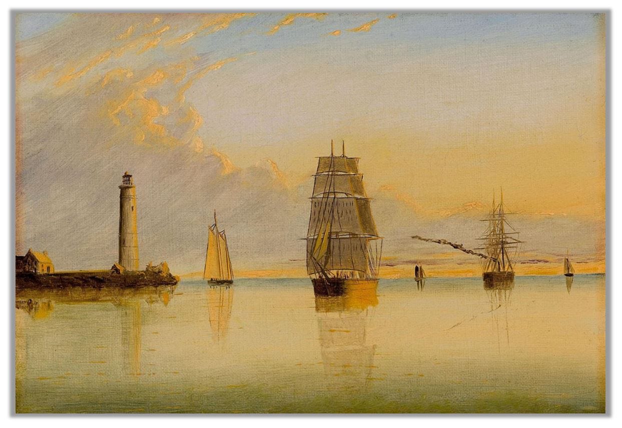"Morning off Boston Light" by Clement Drew (1879).