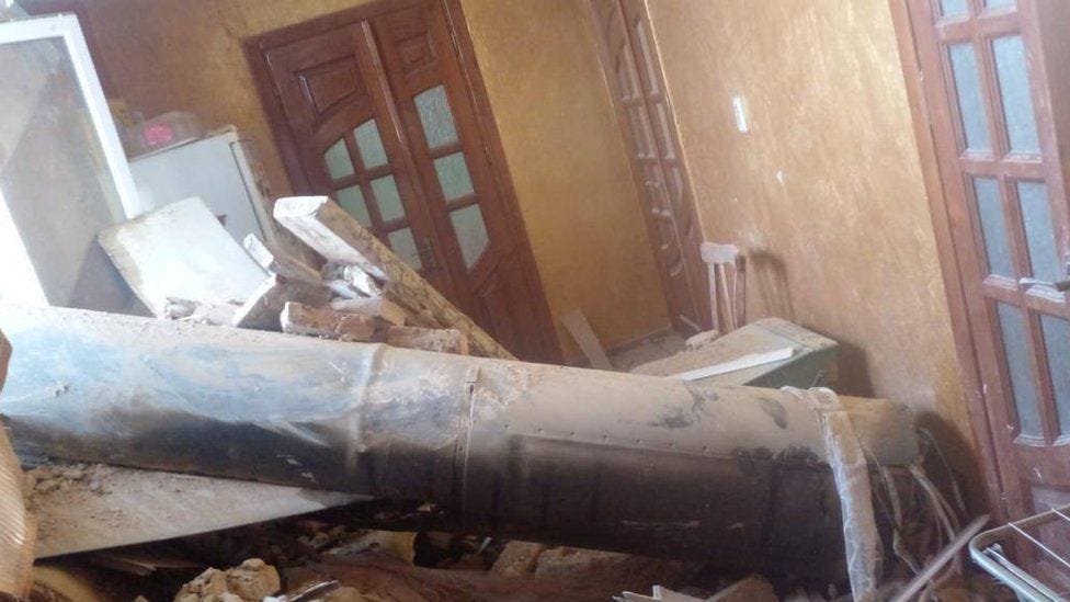 A missile that flew into a civilian home in Western Ukraine