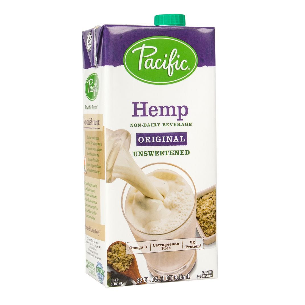 Pacific Foods - Hemp Milk, Unsweetened, Original, All ...