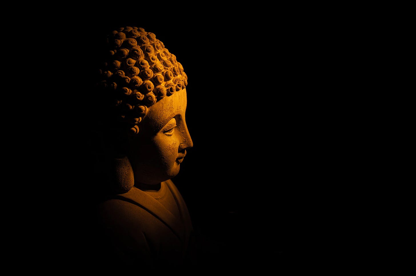 Buddha emerging from darkness. 