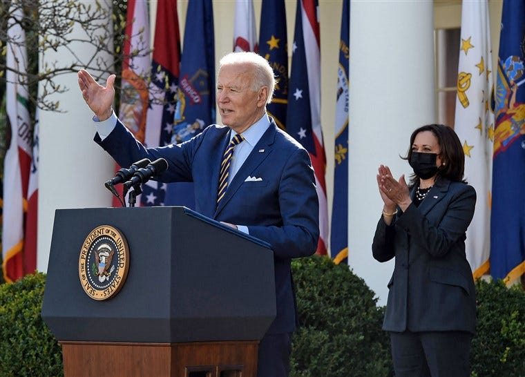 Biden celebrates passage of Covid aid bill in Rose Garden event