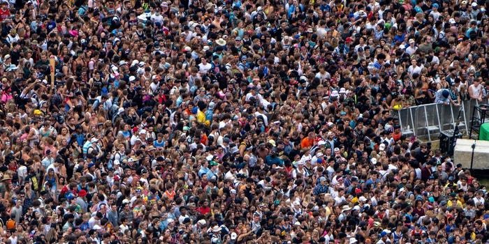 An aerial photo of the crowd at Lollapalooza 2021