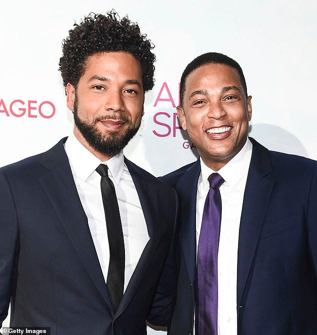 CNN anchor Don Lemon (right) allegedly tipped off Jussie Smollett (left) about Chicago detectives doubting the fired Empire actor's story of being beaten in a homophobic attack