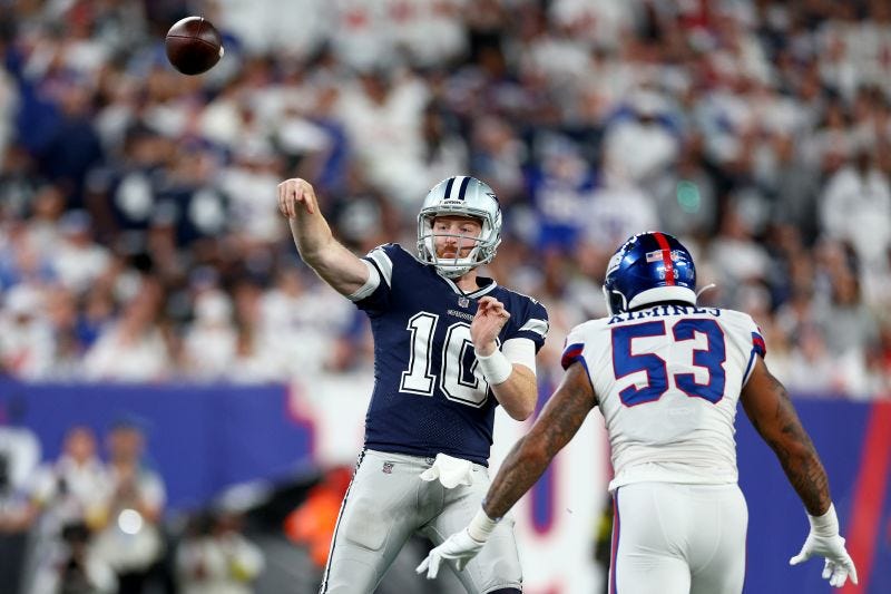 Los Dallas Cowboys dan a los New York Giants la primera derrota de la  temporada detrás del mariscal de campo suplente Cooper Rush