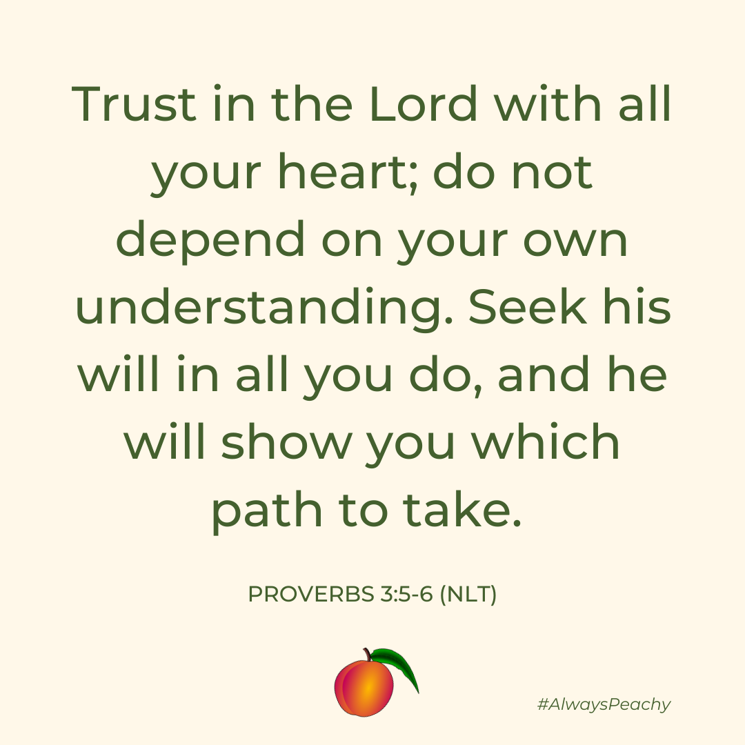 Trust in the Lord with all your heart; do not depend on your own understanding. Seek his will in all you do, and he will show you which path to take. Pro 3:5-6