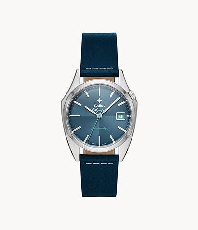 Olympos Automatic Three-Hand Date Blue Leather WatchOlympos Automatic Three-Hand Date Blue Leather Watch