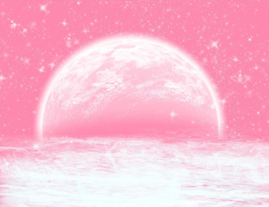 Background, Moon, Water, Pink, Star, Cute Wallpaper