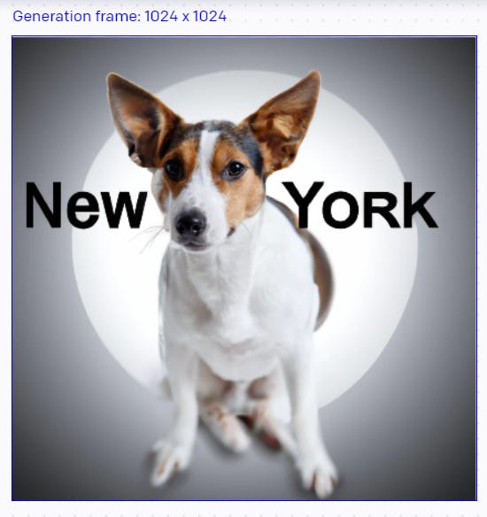 A dog with the words "New York"