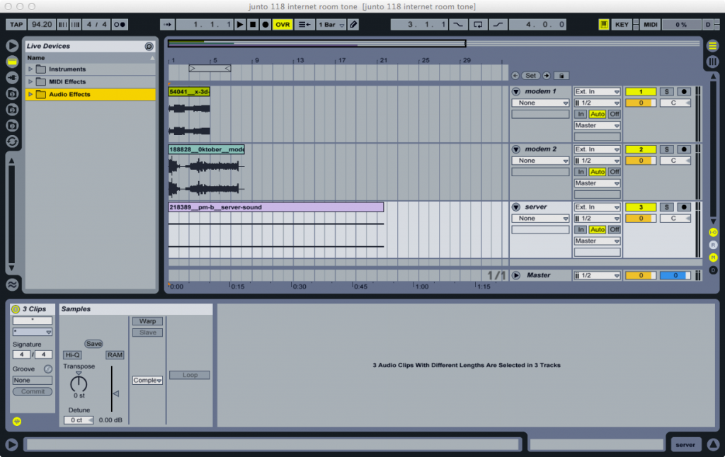 Loading the samples into Ableton