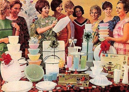 Tupperware parties...I look at this picture & see the contents of ...