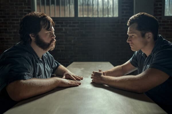 In &ldquo;Black Bird,&rdquo; Paul Walter Hauser, left, stars as a possible serial killer and Taron Egerton as the fellow convict assigned to befriend him.