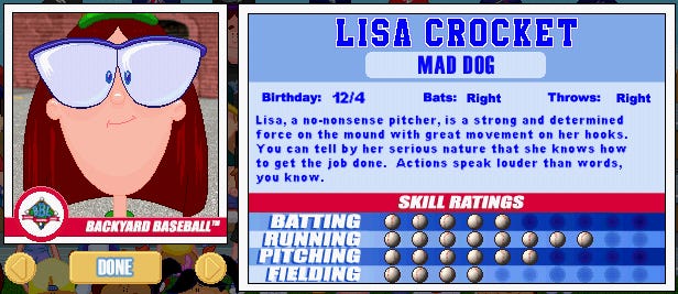 Image result for Lisa Crockett backyard baseball 2001