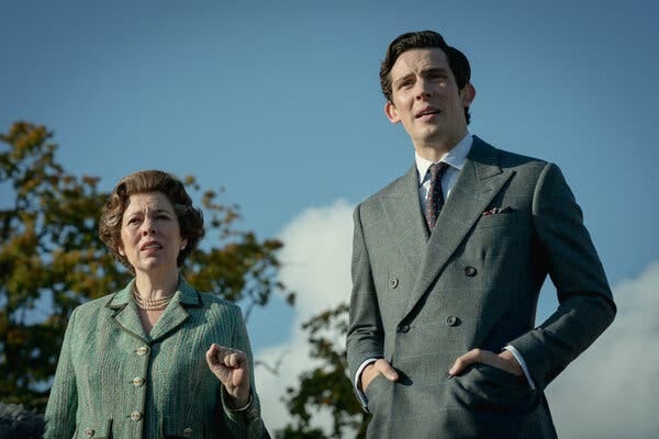Olivia Colman and Josh O’Connor in Season 4 of “The Crown,” which has been captivating viewers on both sides of the Atlantic.