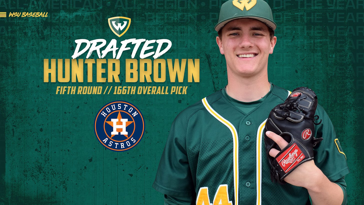 Hunter Brown Selected in Fifth Round by Houston Astros - Wayne State  University Athletics