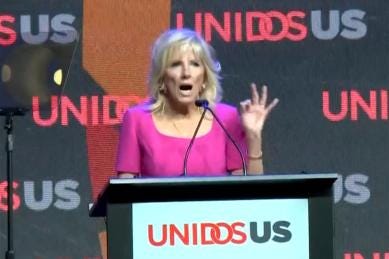 First lady Dr. Jill Biden said Latinos were as unique as "breakfast tacos" when praising civil rights icon Raul Yzaguirre.