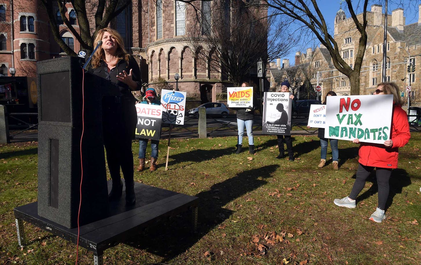 Anti-vaccine protesters rally against Yale’s booster mandate