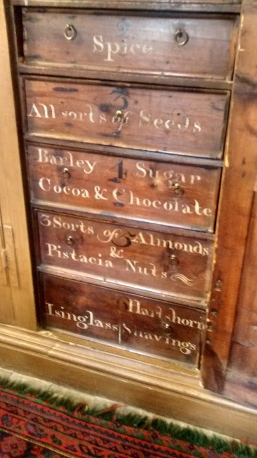 Spice drawers labeled
