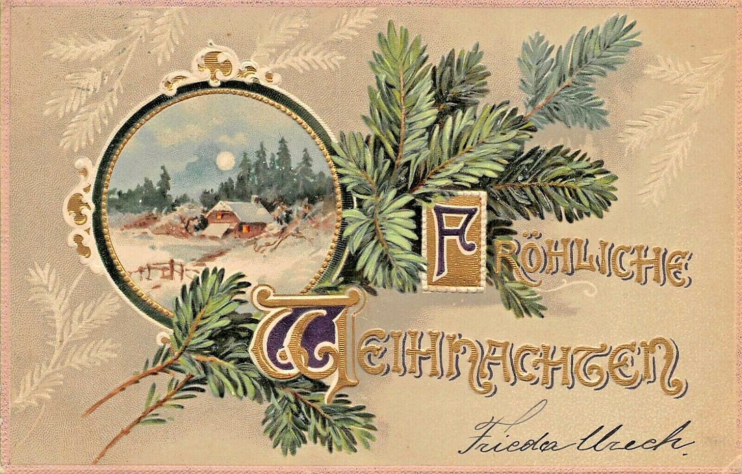 FRÖHLICHE WEIHNACHTEN-MERRY CHRISTMAS~1903 EMBOSSED SWISS POSTCARD | eBay