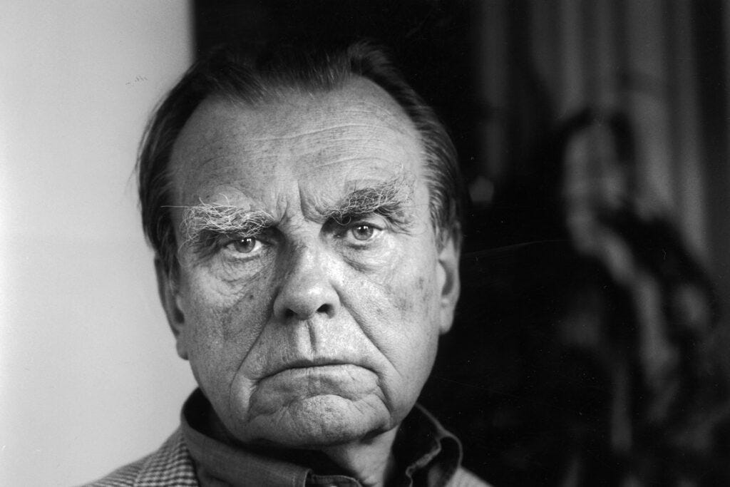 Headshot portrait of Polish author Czeslaw Milosz.  
(Photo by Horst Tappe/Hulton Archive/Getty Images)