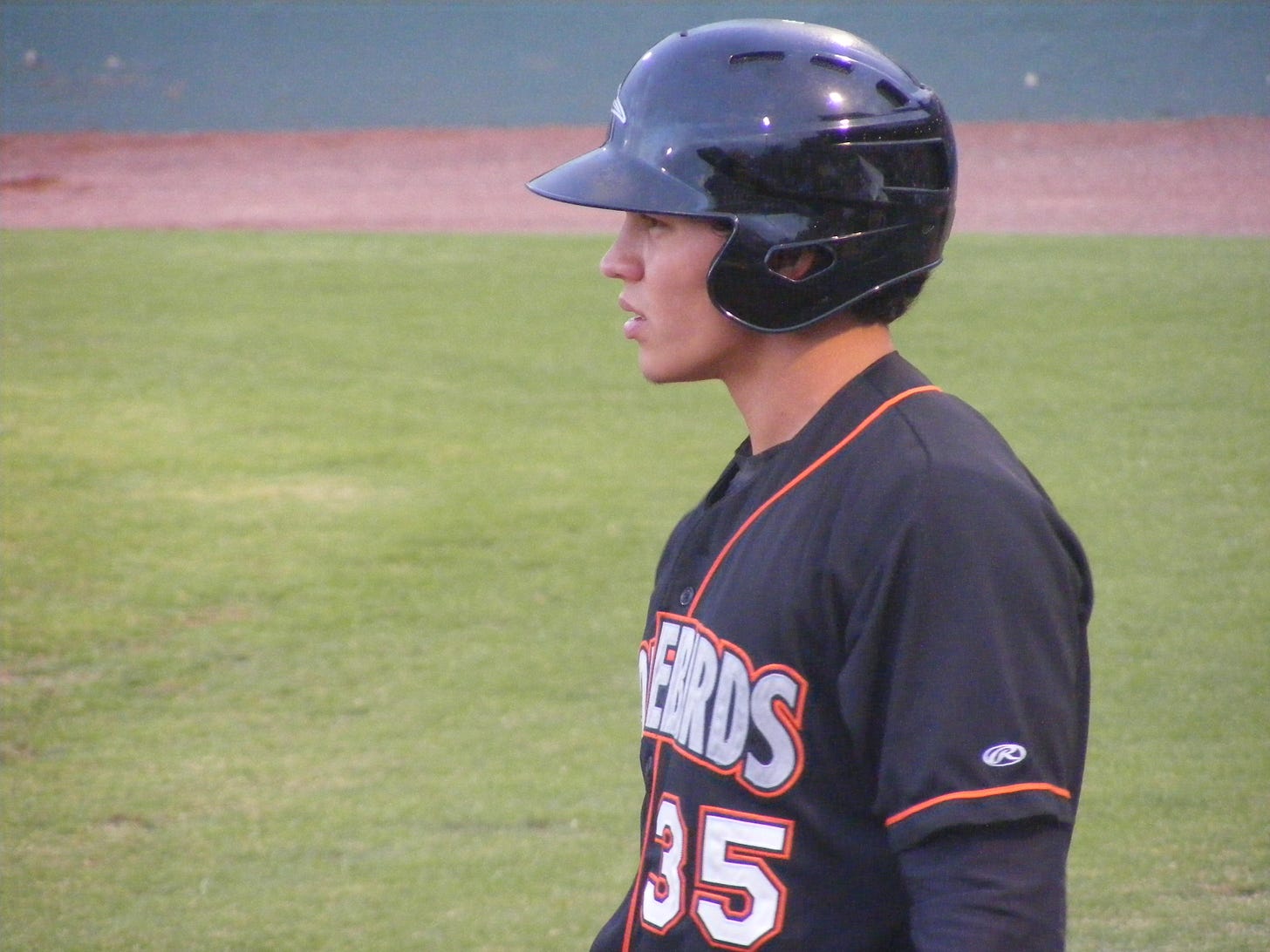 Jeremy Nowak awaits his turn at bat in a game last week. Photo by Kim Corkran.