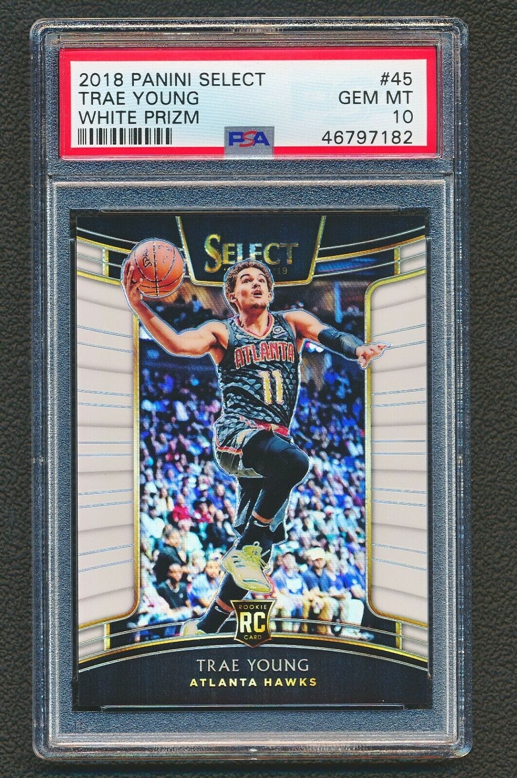 Image 1 - 2018-19 Panini Select Trae Young Rookie White Prizm RC 006/149 PSA 10 8A