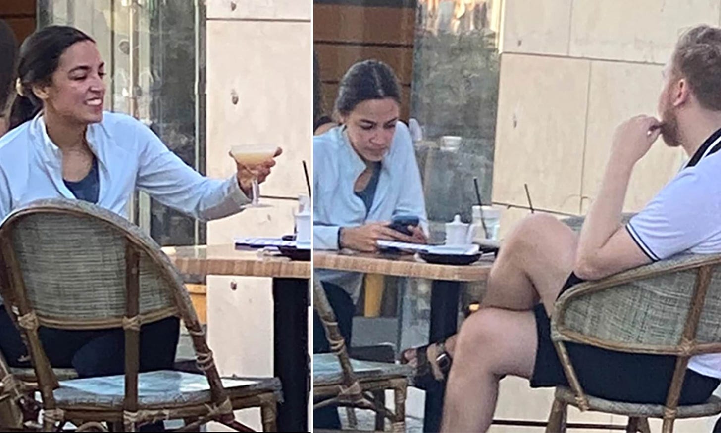 PICTURED: Maskless AOC raises a cocktail at dinner in Miami Beach | Daily  Mail Online