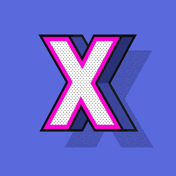 Letter X 3D halftone effect typography 