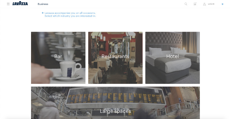 The Lavazza business page.