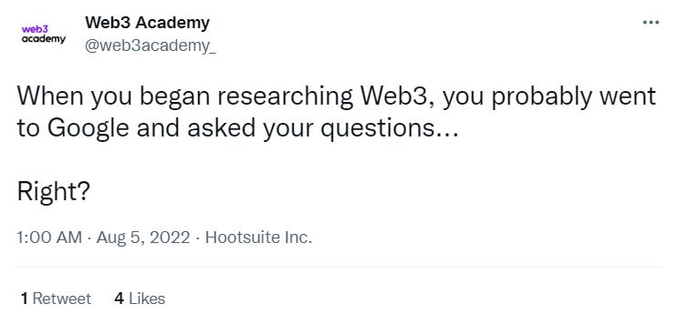 Web3 academy Twitter