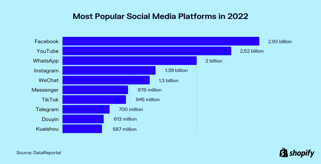 Chart of the Most Popular Social Media Platforms in 2022
