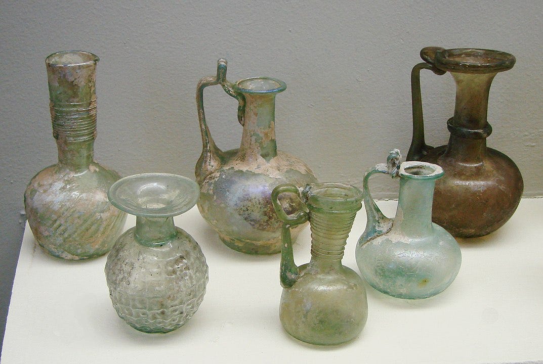 Roman soda-lime glass from the 2n century in France.